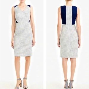 J. CREW TWEED EYELET PENCIL DRESS NAVY AND GRAY SIZE 2